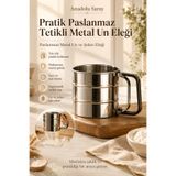Anadolu Saray Pratik Paslanmaz Tetikli Metal Un ve Şeker Eleği Pratik Mutfak Eleği - 1 ADET