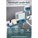 Anadolu Saray Teleskopik Lavabo Rafı Ayarlanabilir Süngerlik Sabunluk Lavabo Üstü Mutfak Organizer