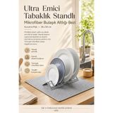 Anadolu Saray Ultra Emici Standlı Mikrofiber Bulaşık Kurutma Matı 38x50 cm Tabaklık Altlığı Bezi