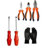 Anadolu Strong 180 mm Pense 160 mm Kargaburun 160 mm Yan Keski Yıldız-Düz Tornavida 5 Li Kombine Set Eldiven Hediyeli