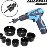 Anadolu Strong Anadolustrong 11Parça Büyük Boy Panç Seti Ahşap Buat Kartonpiyer Alçıpan Delik Açma Oyuk Açma