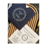 AnadoluMatbaacılık LACİVERT GÜMÜŞ YALDIZ BASKILI NİŞAN VE DÜĞÜN DAVETİYESİ (50ADET-14X14-250GRAM)
