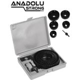 Anadolustrong 8 Parça Büyük Boy Panç Seti Ahşap Buat Kartonpiyer Alçıpan Delik Açma Oyuk Açma