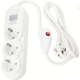 Anahtarlı 1,5 Metre Kablolu 16AMPER 3000W Ledli Yüsek Akım Şok Korumalı Topraklı 3 Lü Grup Priz, Beyaz