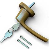 Anahtarlı Kilitli PVC Pencere Kapı Kolu, Alüminyum, Kahverengi, Tekli, Anahtarlı Kilit Sistemi