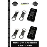 #Anahtarlık Logo Baskılı Kurumsal Promosyon Lüks Şık Kaliteli Şiye Özel Metal Deri Anahtarlık Mavi - 1 Adet