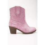 Analin Shoes Kadın Deri Yumuşak Süet Western Kovboy Bot - Pembe Süet
