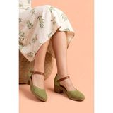 Analin Shoes Kadın Hakiki Deri Burnu Kapalı Delikli Sandalet - Yeşil