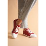 Analin Shoes Kadın Hakiki Deri Casual Spor Ayakkabı - Kırmızı