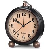 Analog Çalar Saat, Gece Lambalı Akülü Masa Saatleri, Sessiz Tik Takmaz, Oturma Odası, Yatak Odası, Başucu, Yurt, Dekor, Hediye için Retro Basit Tasarım Çalar Saatler (Siyah)