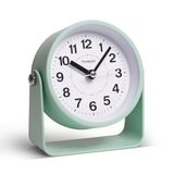 Analog Çalar Saat, Sessiz Tik Tiklemeyen Kuvars Hareketi, Erteleme ve İsteğe Bağlı Işıkla Pille Çalışır, Kolay Ayarlanabilen Nazik Uyanma Başucu Masa Saati, Ev, Seyahat, Ofis için İdeal (Yeşil)