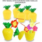 Ananas Hawaii Luau Aloha Pipetli İçecek Kabı Bardak 10x13 cm 1 Adet (5264)