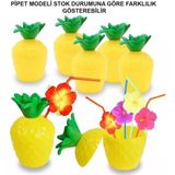 Ananas Hawaii Luau Aloha Pipetli İçecek Kabı Bardak 10X13 Cm 1 Adet P149514s7406