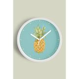 Ananas Tasarımı Mutfak Duvar Saati - 30cm - Önü Camlı Beyaz Kasa - Sessiz Mekanizma, JH0537S30BKP