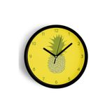 Ananas Tasarımı Mutfak Duvar Saati - 35cm - Önü Camlı Siyah Kasa - Sessiz Mekanizma, JH0456S35SKP