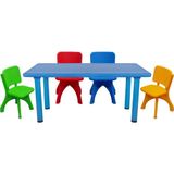 Anaokulu Kreş Aktivite Masası 4 Sandalyeli Set - Metal Ayaklı Çocuk Masa Takımı - Mavi