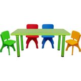 Anaokulu Kreş Aktivite Masası 4 Sandalyeli Set - Metal Ayaklı Çocuk Masa Takımı - Yeşil