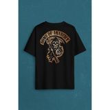 Anarşi Eylem I How To Draw The Sons Of Anarchy Sırt Ön Baskılı Oversize Tişört Unisex T-Shirt Siyah XL