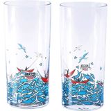 Anason Işleri Balık Masalı Rakı Kadehi 2 Adet - Beyaz - 200 ml