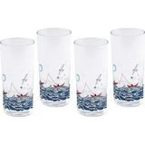 Anason Işleri Balık Masalı Rakı Kadehi 4 Adet - Beyaz - 200 ml