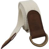 Anatolia Craft Derili 3cm Enli Bayan Kadın Kız Için Derili 3cm Bejkrem D Halkalı Antik Tokalı Pamuklu Dokuma Kanvas Spor Kot Bez Kemer - Bej - Krem - 105 cm