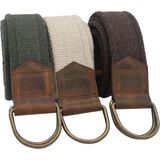 Anatolia Craft Derili Erkek Kadın Kız Genç Için D Tokalı Antik Halkalı Dokuma Yeşil Bejkrem Kahverengi Taktik Spor Kanvas Kot Bez Kemer - 120 cm - Yeşil - Bej - Krem - Kahverengi