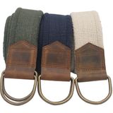 Anatolia Craft Derili Erkek Kadın Kız Genç Için D Tokalı Antik Halkalı Dokuma Yeşil Lacivert Bejkrem Taktik Spor Kanvas Kot Bez Kemer - 135 cm - Yeşil - Lacivert - Bej - Krem