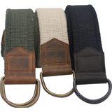 Anatolia Craft Derili Erkek Kadın Kız Genç Için D Tokalı Siyah Antik Halkalı Dokuma Yeşil Bejkrem Siyah Taktik Spor Kanvas Kot Bez Kemer - 130 cm - Yeşil - Kahverengi - Siyah