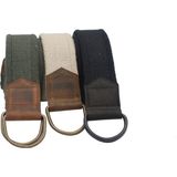 Anatolia Craft Derili Erkek Kadın Kız Genç Için D Tokalı Siyah Antik Halkalı Dokuma Yeşil Bejkrem Siyah Taktik Spor Kanvas Kot Bez Kemer - 135 cm - Yeşil - Bej - Krem - Siyah