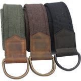 Anatolia Craft Derili Erkek Kadın Kız Genç İçin D Tokalı Siyah Antik Halkalı Dokuma YEŞİL KAHVERENGİ SİYAH Taktik Spor Kanvas Kot Bez Kemer - 105 cm - Yeşil - Kahverengi - Siyah