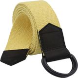 Anatolia Craft Erkek Kadın Kız Genç İçin Derili Unisex D Tokalı Siyah Halkalı Dokuma Sarı Taktik Spor Kanvas Kot Bez Kemer - 125 cm