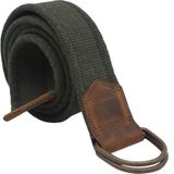 Anatolia Craft Erkek Kadın Kız Genç Için Unisex Derili D Tokalı Antik Halkalı Dokuma Yeşil Taktik Spor Kanvas Kot Bez Kemer - 125 cm - 906 A.Yeşil