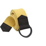 Anatolia Craft Erkek Kadın Kız Genç Unisex Derili D Tokalı Siyah Halkalı Dokuma Sarı Taktik Spor Kanvas Kot Bez Kemer - 105 cm