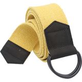 Anatolia Craft Erkek Kadın Kız Genç Unisex Derili D Tokalı Siyah Halkalı Dokuma Sarı Taktik Spor Kanvas Kot Bez Kemer - 110 cm