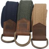 Anatolia Craft Unisex Derili Erkek Kadın Kız Genç Için D Tokalı Antik Halkalı Dokuma Lacivert Yeşil Taba Taktik Spor Kanvas Kot Bez Kemer - 105 cm - Lacivert - Yeşil - Taba