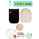 Anatolia Soap Kelebek Kese Siyah Kalın Kabak Lifi Vücut Için Kabak Lifi Yüz
