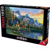 Anatolian 1000 Parça Puzzle – Dağ Evinde Günbatımı, Orta Zorluk Seviyesi, Dayanıklı Mukavva, Yetişkinlere Uygun - Standart