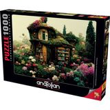 Anatolian 1000 Parçalık Çiçekli Kütüphane Puzzle Eğlenceli Zihin Geliştirici 66 x 48 cm