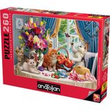 Anatolian 260 Parça XL Puzzle - Enerjik Kediler, Orta Zorluk Seviyesi, Canlı Renkler