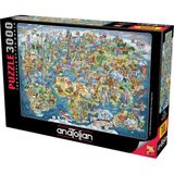 Anatolian 3000 Parçalık Puzzle Harika Dünya Detaylı Tasarım 85 x 120 cm Eğlenceli Aktivite