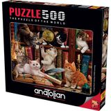 Anatolian 500 Parça Puzzle – Kediler ve Kitaplar Desenli, Orta Zorluk Seviyesi, Parlama Önleyici Dayanıklı Mukavva