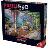 Anatolian Mor Salkımlı Teras/Wisteria Terrace 500 Parça Puzzle
