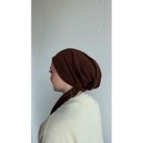 Anatolye Kahverengi Dimi Kumaş Tülbent Eşarp Bone - Kaymaz Terletmez (Kaymayan)