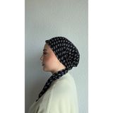 Anatolye Siyah Beyaz Desenli Tülbent Eşarp Bone - Kaymaz Terletmez (Kaymayan)