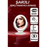 anaway shopping LED Işıklı Makyaj Aynası Şarjlı 7x Büyüteçli Dokunmatik Taşınabilir