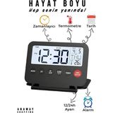 Anaway Shopping Mini Dijital Çalar Saat ,kronometre, Alarmlı, Sıcaklık Göstergeli, Küçük Modern Seyahat Çalar Saat, Tarih, LCD Ekran, Erteleme ve Arka Işık, Katlanabilir Seyahat - Siyah