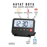 anaway shopping Mini Dijital Çalar Saat ,Kronometre, Alarmlı, Sıcaklık Göstergeli, Küçük Modern Seyahat Çalar Saat, Tarih, LCD Ekran, Erteleme ve Arka Işık, Katlanabilir