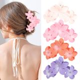 ANBALA 4 adet çiçek saç tokası kadınlar için sevimli pençe klipsleri büyük Plumeria saç tokası, kalın saçlar için Hawaii pençesi klipleri, kaymaz, güçlü tutma çiçek klipleri, kadınlar ve kızlar için