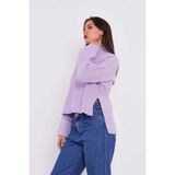 Anbly Collection Lila Balıkçı Yaka Salaş Triko Kazak - Standart