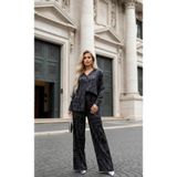 ANBLYs COLLECTION KRUVAZE GÖMLEK VE PANTOLON İPEK KARIŞIMLI SATEN KUMAŞ GEOMETRİK DESENLİ ALT ÜST TAKIM